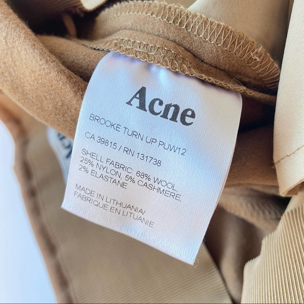 Acne Brooke Camel Turn Up Cropped Slim Trousers - Picture 8 of 10